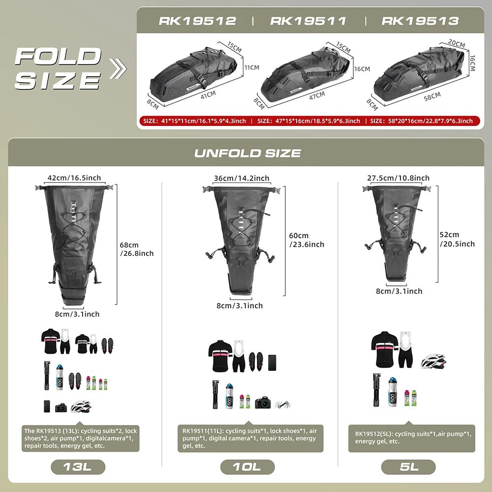 Bal inowalk-Sac de dégager de vélo étanche, sac de queue de vélo pliable, sac de rangement soufflé p