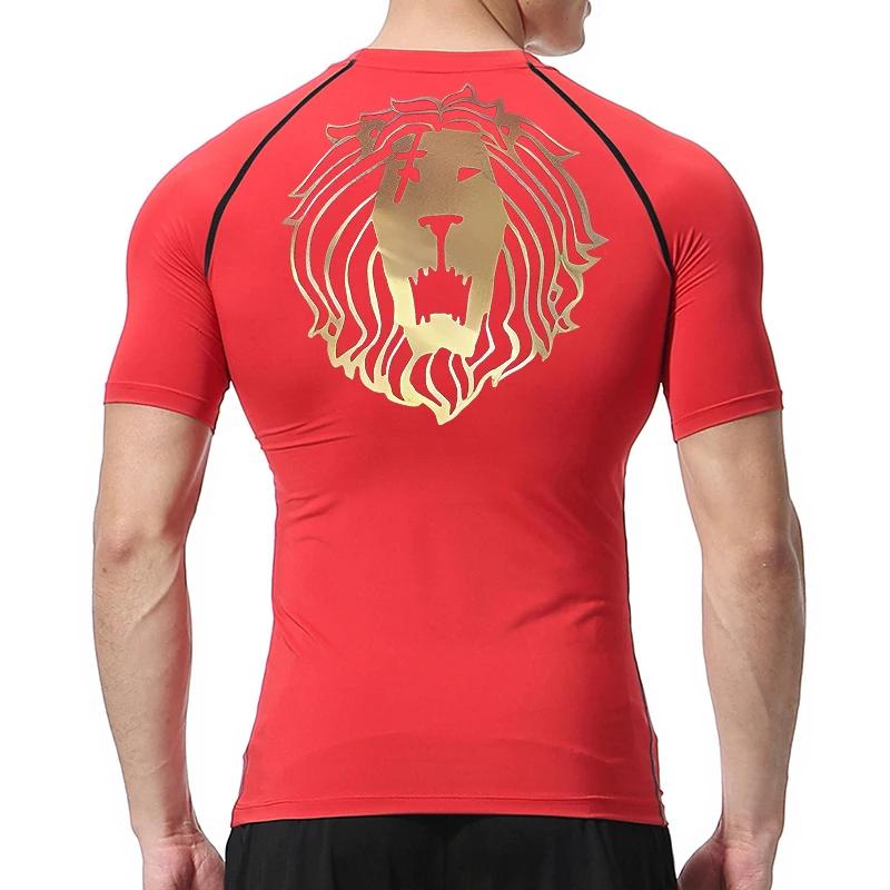 Chemises de Compression imprimées Lion pour hommes, maillot de corps d'entraînement de gymnastique,