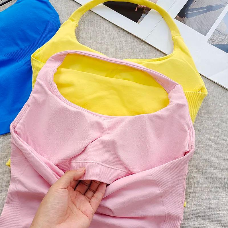 Bralette dos nu à col carré pour femme - Bretelles épaisses, coupe ajustée, coussinets amovibles, id
