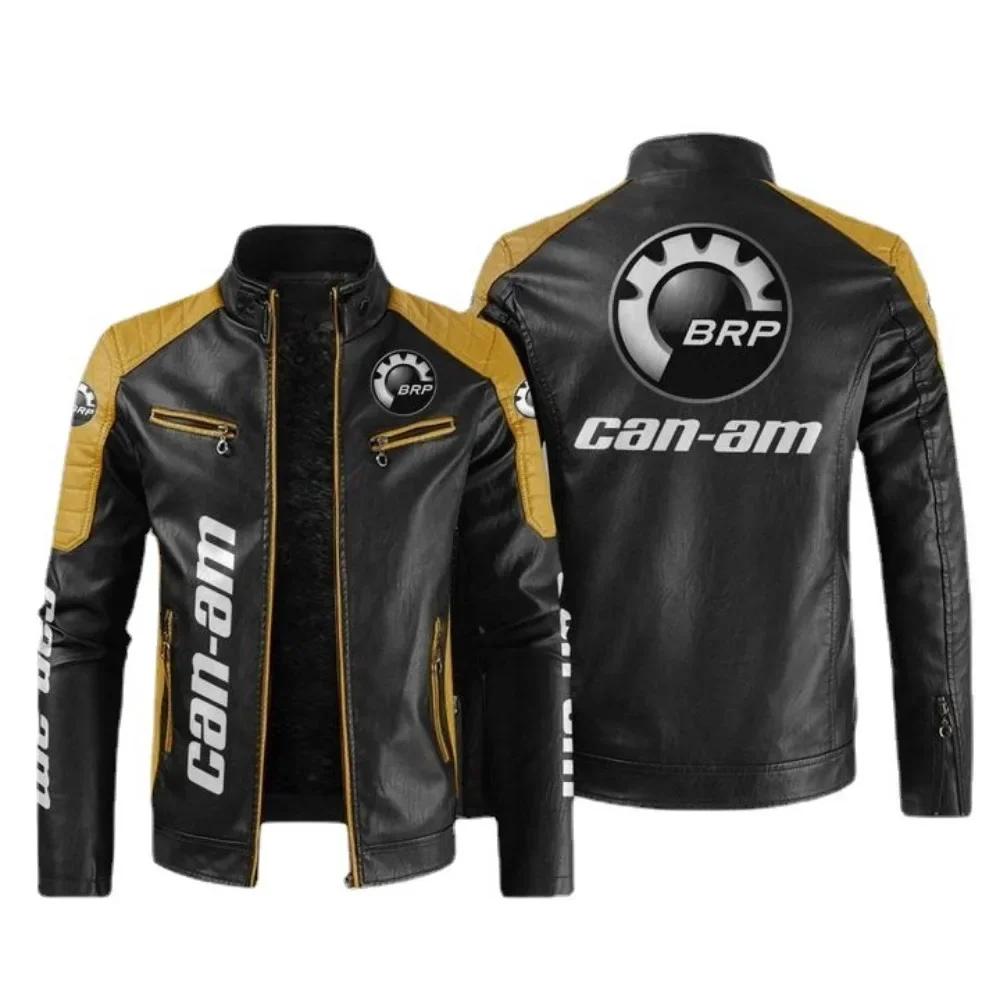 BRP Can-am Logo hommes moto veste en cuir PU QK089 hiver décontracté Vintage pardessus Biker Bomber
