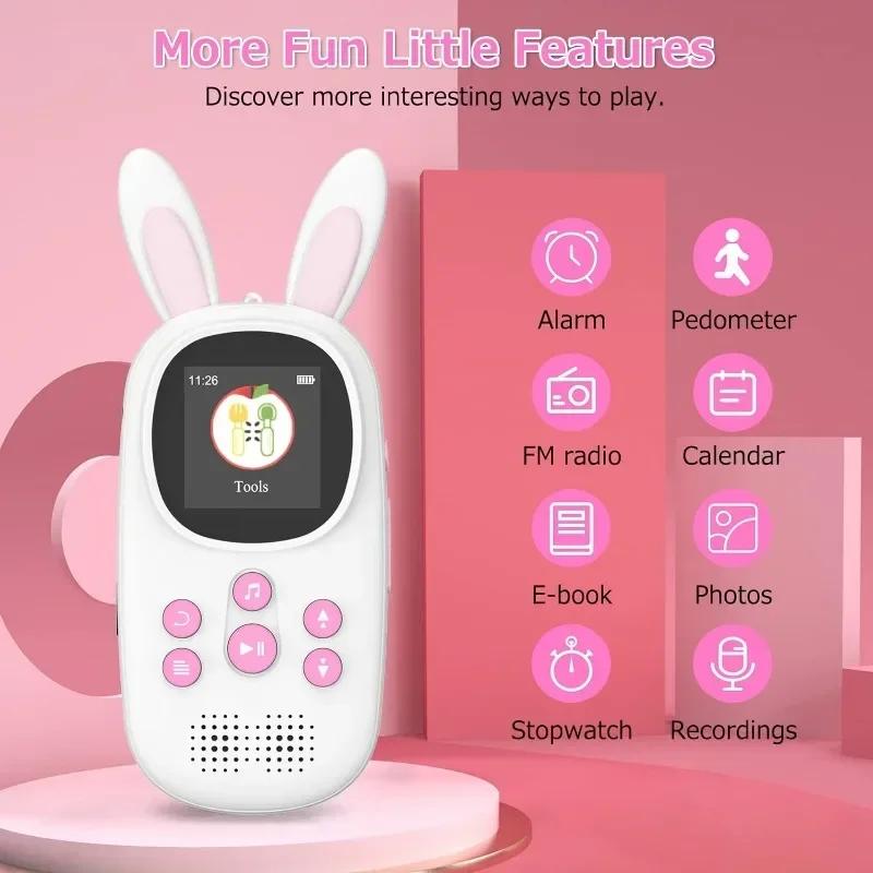 Lecteur de musique MP3 pour enfants, mignon lapin, lecteur de musique pour enfants avec BT, MP3 et M