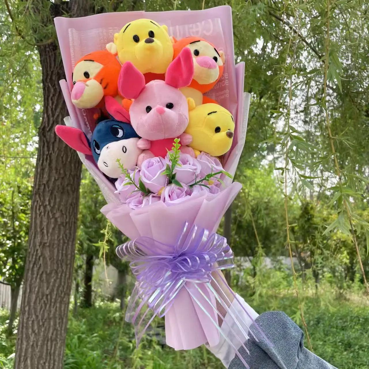 Dessin animé Winnie la piscine Bourriquet Bouquet boîte-cadeau animaux en peluche Bouquet de fleurs