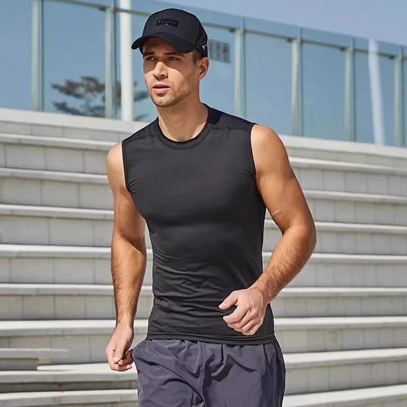 Débardeur de Compression pour hommes, chemise de gymnastique sans manches, séchage rapide, solide, v