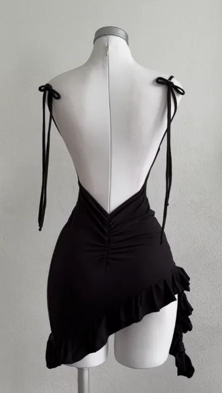 Robe sexy à lacets dos nu pour fille, jupe moulante à la hanche, sensation haut de gamme, populaire,