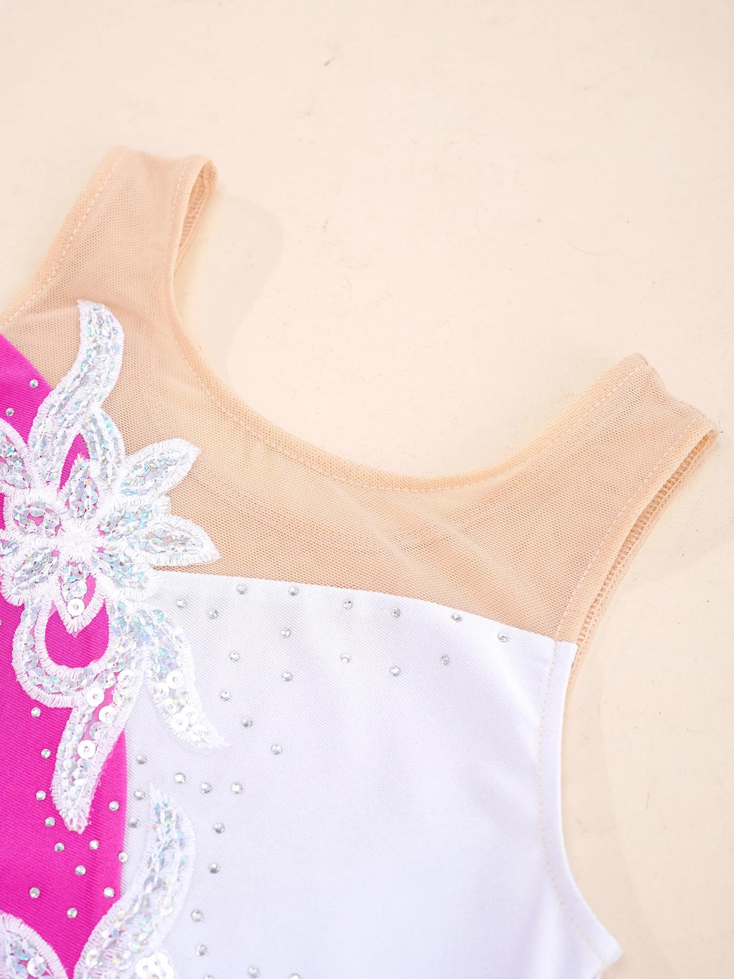 Justaucorps à paillettes pour enfants, tutu de ballet pour filles, combinaison de batterie de gymnas