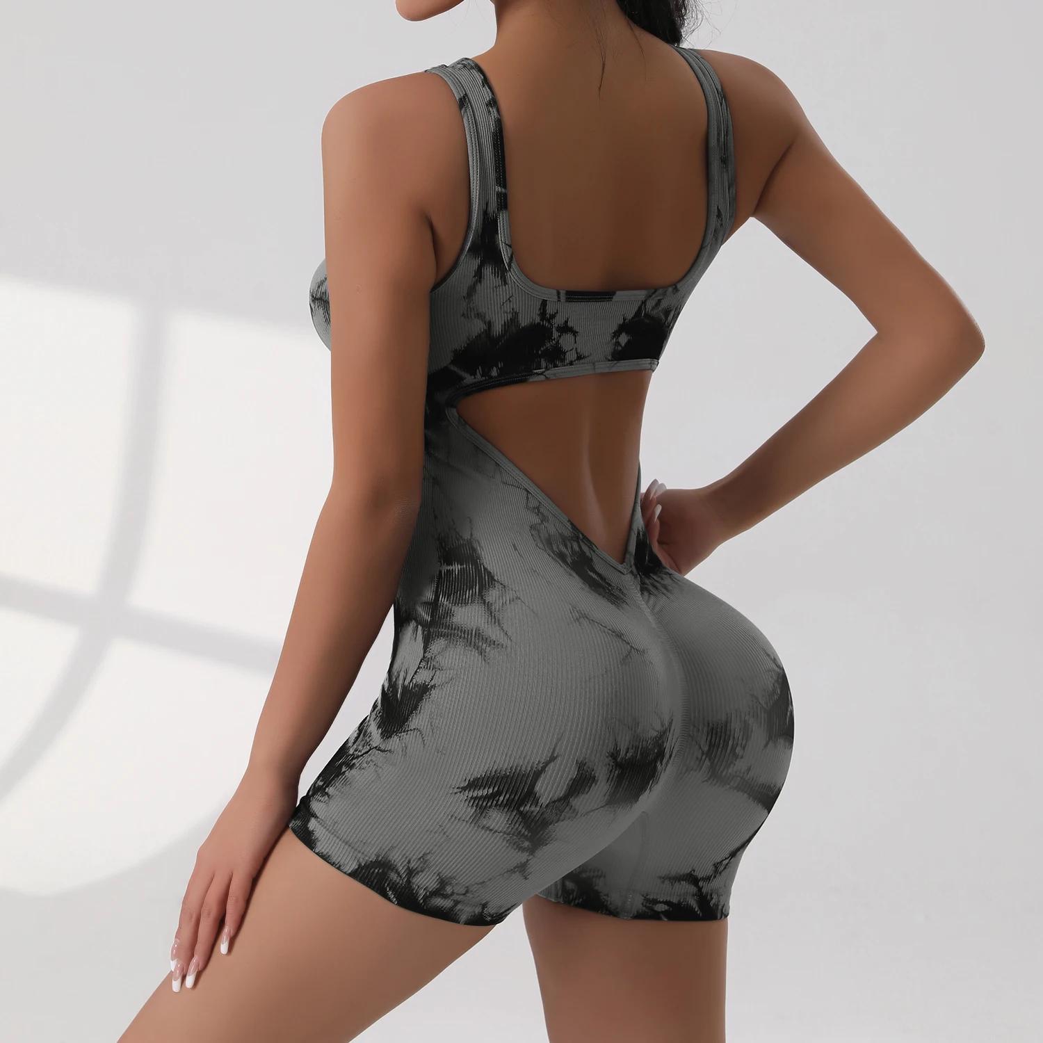 Combinaison de Yoga extensible pour femmes, 1 pièce, cravate, beau dos, levage des fesses, combinais