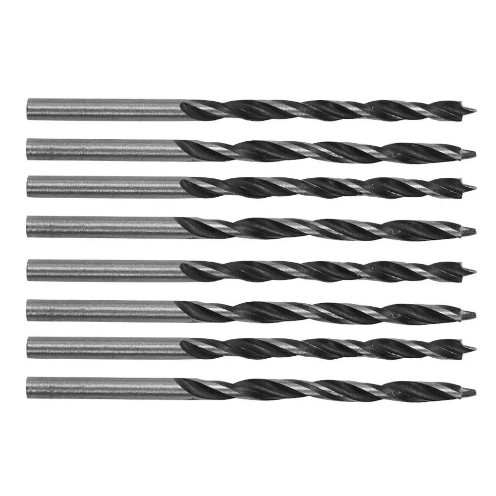Jeu de 8 forets à bois de 3 mm pour le travail du bois, foret spiralé en acier à haute teneur en car