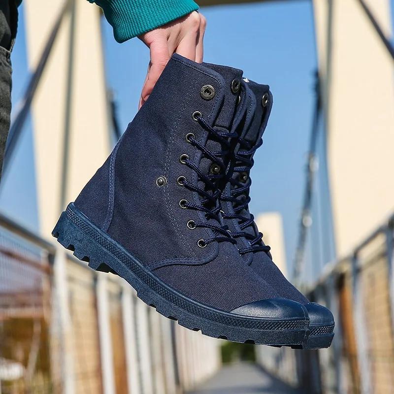 Chaussures de randonnée en plein air pour hommes, bottes de Combat tactiques montantes en toile, cha