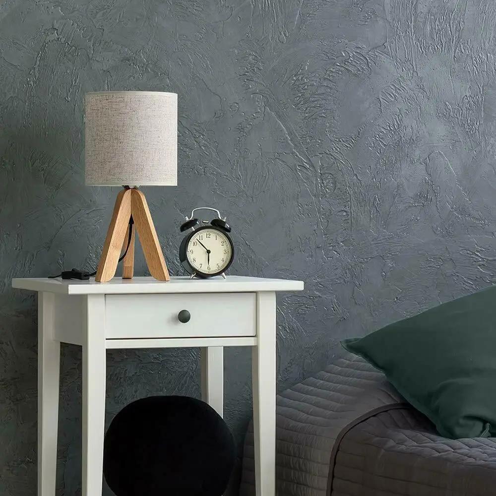 Lampe de Table en Bois et Lin pour Chambre à Coucher, Abat-Jour de oral et