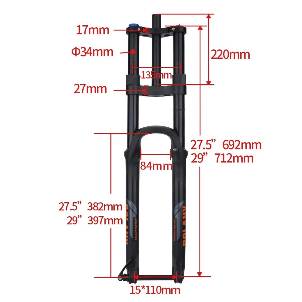 BOLANY fourche à Air double épaule 27.5/29 "MTB 180mm voyage 34mm Stanchion 15*110mm BOOST à axe tra