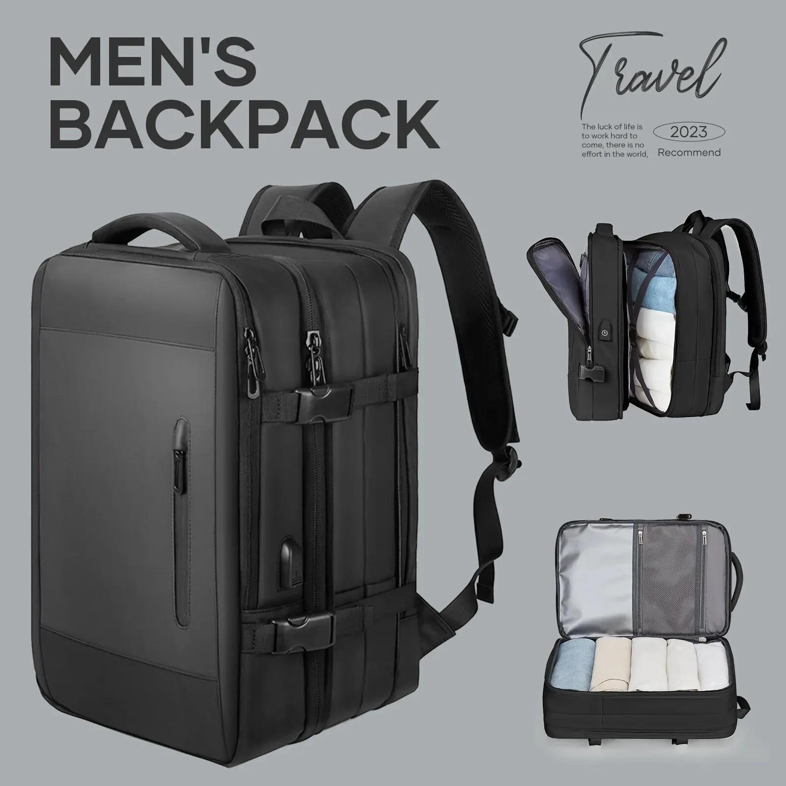 Likros hommes sac à dos voyage d'affaires sac à dos à main étanche extensible sacs à dos grande capa