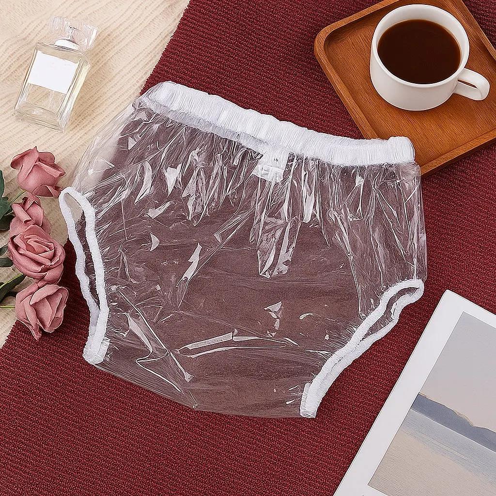 Couche-culotte en TPU imperméable réutilisable pour adulte, culotte transparente, couverture facile