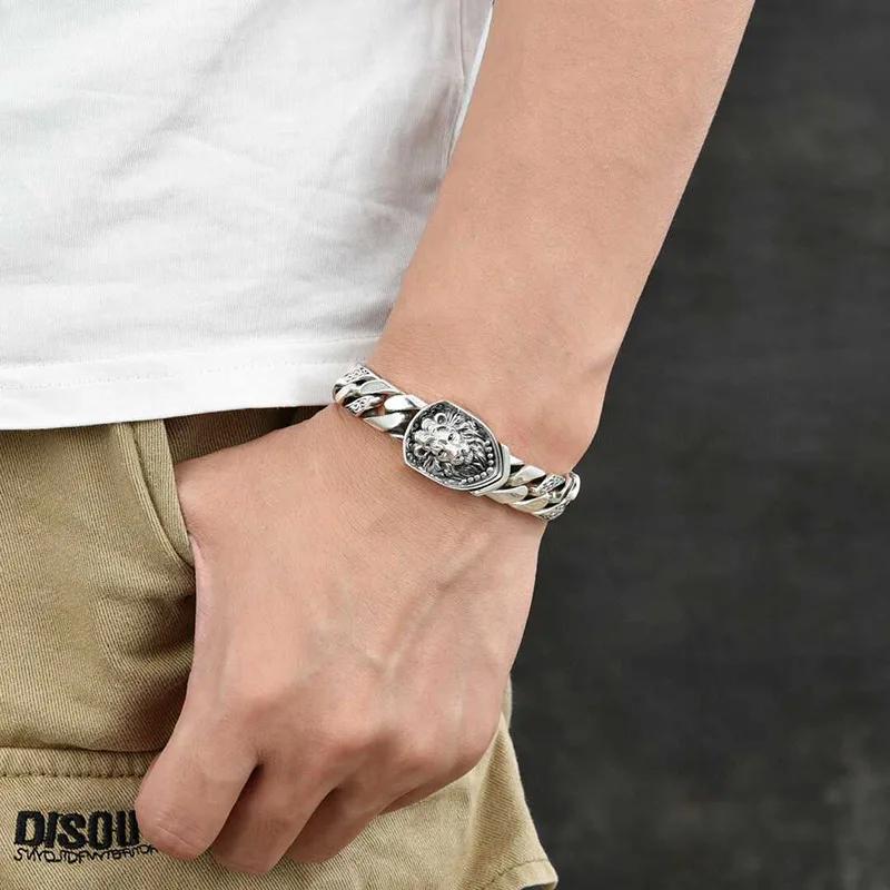 Bracelet en argent sterling S925, prix d'usine, dominateur, réservoir de lion, splendide, tendance,