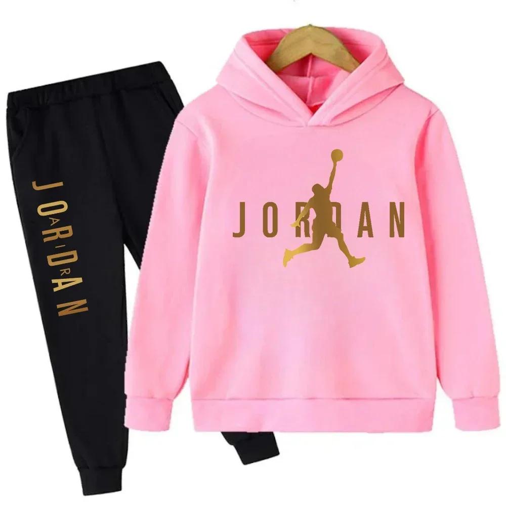 Ensemble pour enfants imprimé motif Slam Dunk Master, sweat à capuche + pantalon, ensemble 2 pièces,