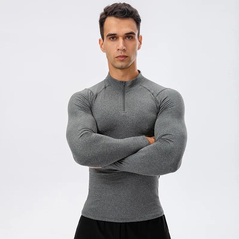 Manteau de fitness en polaire pour hommes, automne et hiver, haute élasticité, serré, sport, course