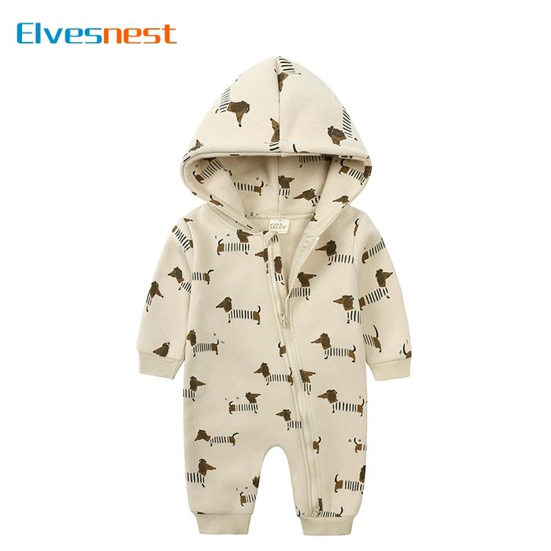 Barboteuse à manches longues avec fermeture éclair pour nouveau-né, vêtements pour bébés, imprimé de