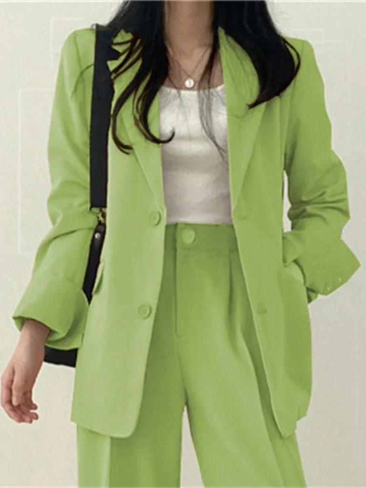 Nouveauté Printemps-Automne : Ensembles 2 Pièces Femme Style Coréen – Pantalon et Veste Élégante pou