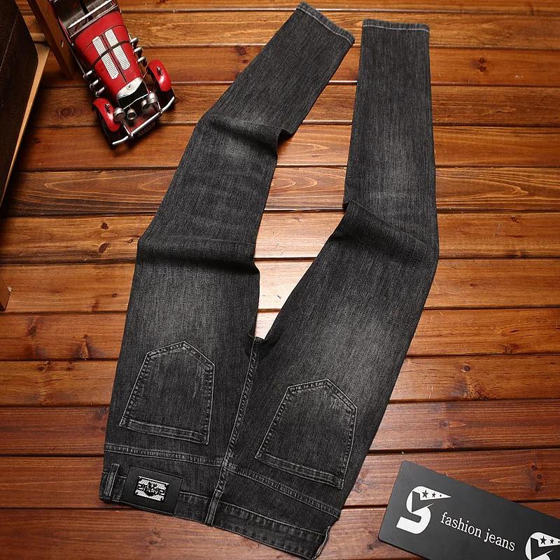 Jean imprimé brodé de luxe léger à la mode pour la tendance d'été des hommes, pantalon ajusté élasti