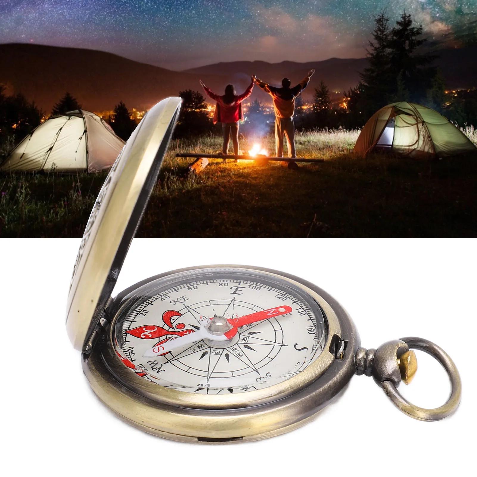 Boussole de poche Portable en laiton, couleur or, cuivre, pour Camping en plein air, randonnée, Navi