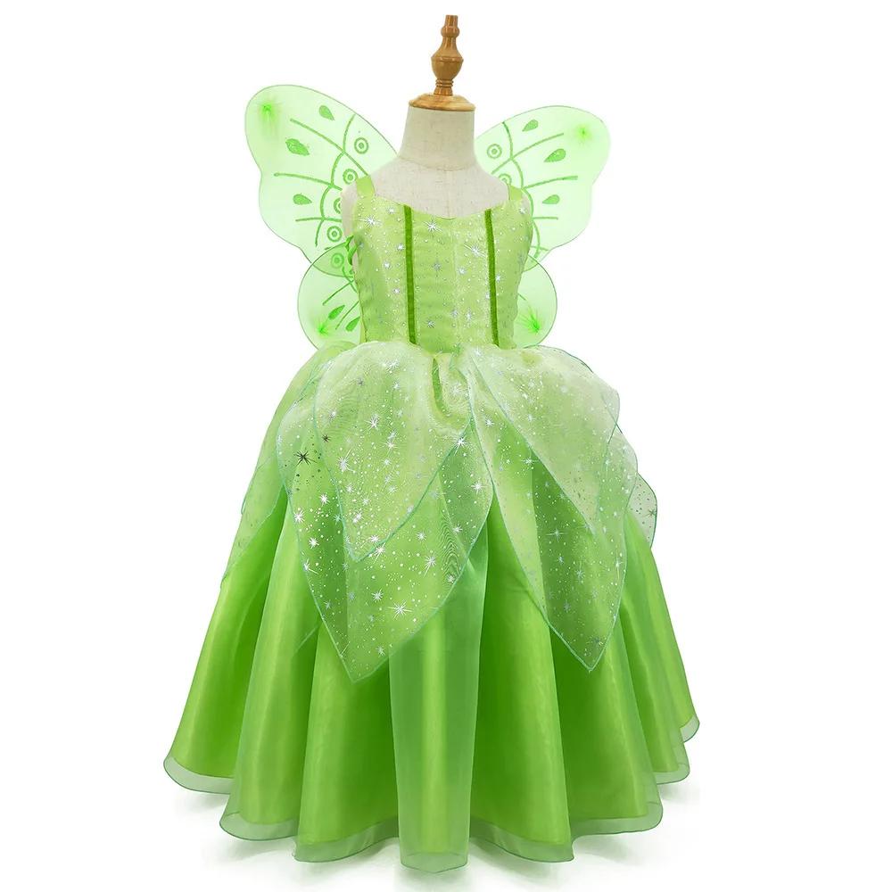Robe de fée Cosplay pour filles, film classique Disney, elfe fée clochette, bretelles vertes avec ai