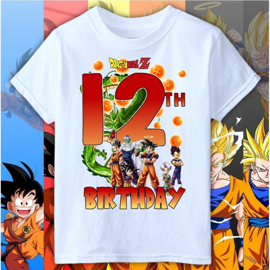 T-shirt d'été Dragon Ball BIRTHDAY pour enfants, garçons et filles, de 0 à 12 ans, mode décontractée
