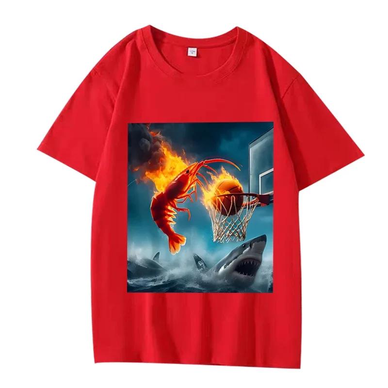 Crevettes Dunking on Shark graphique t-shirt rétro pêche Meme t-shirt femmes à manches courtes été h