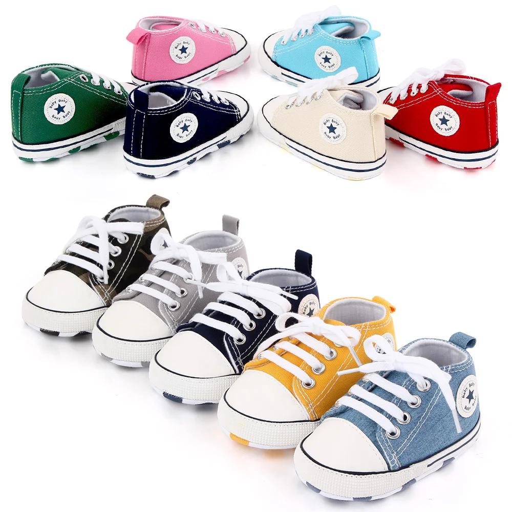 Baskets classiques en toile pour bébé, chaussures de marche coordonnantes, semelle souple, premiers