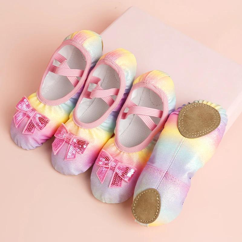 Chaussures de Ballet pour filles, pantoufles de Ballet à nœud pour enfants, chaussures de danse à se