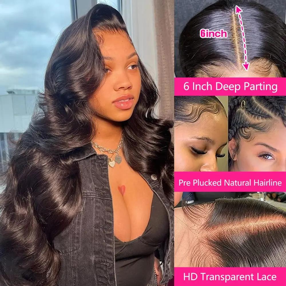Perruque Lace Front Wig Body Wave Brésilienne Naturelle, Cheveux Bouclés, Sans Colle, 13x6, 13x4, HD