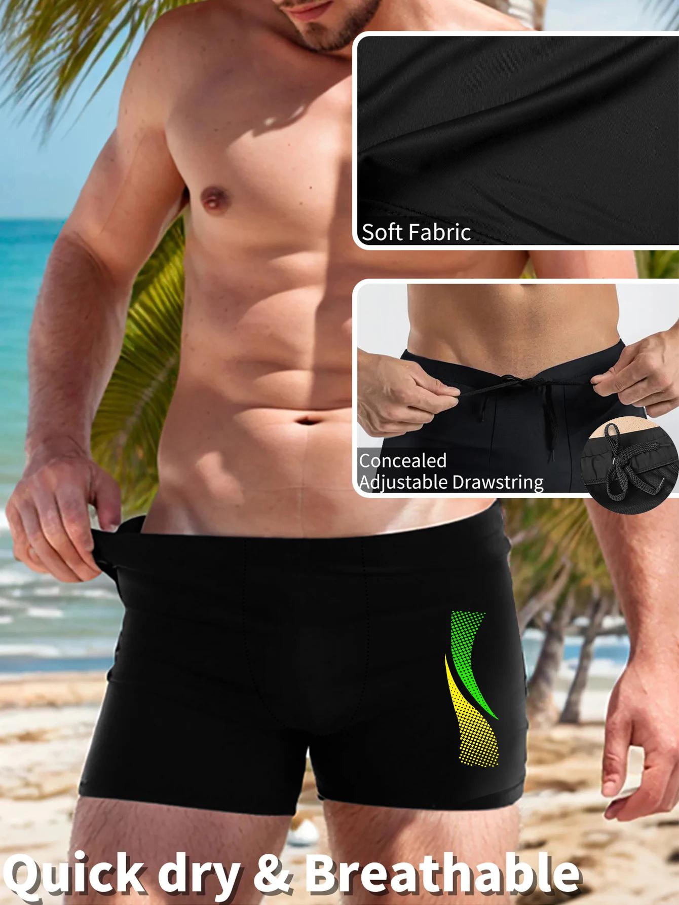 Maillot de bain avec imprimés de mode pour hommes, Boxer de plage à séchage rapide avec cordon de se