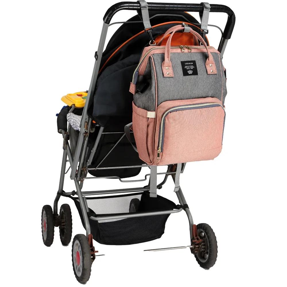 Lequeen MUNIALTER-Sac à couches pour bébé, sac à dos à langer, sac de poussette de grande capacité,