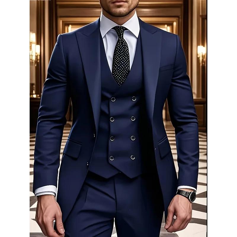 Costume formel homme 3 pièces à simple boutonnage, tenue d'affaires toutes saisons, meilleure vente