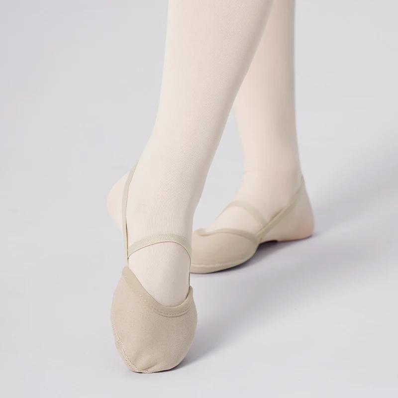 Chaussures gymnastique artistique femme demi-pied daim semelle plate ballet abrasion