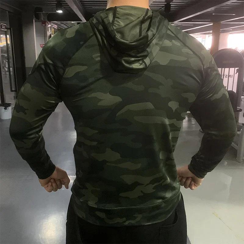 Veste à Capuche de Compression pour Homme, Vêtement de dehors, de Plein Air, de Protection Solaire,