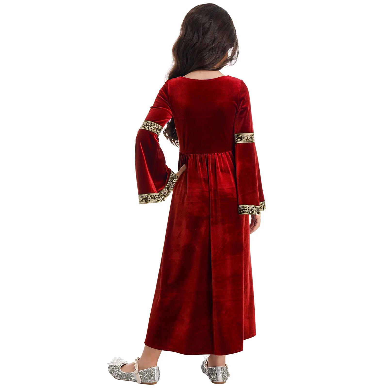 Costumes pour enfants 2026, robe de princesse médiévale Renaissance pour filles, robe de fête en vel