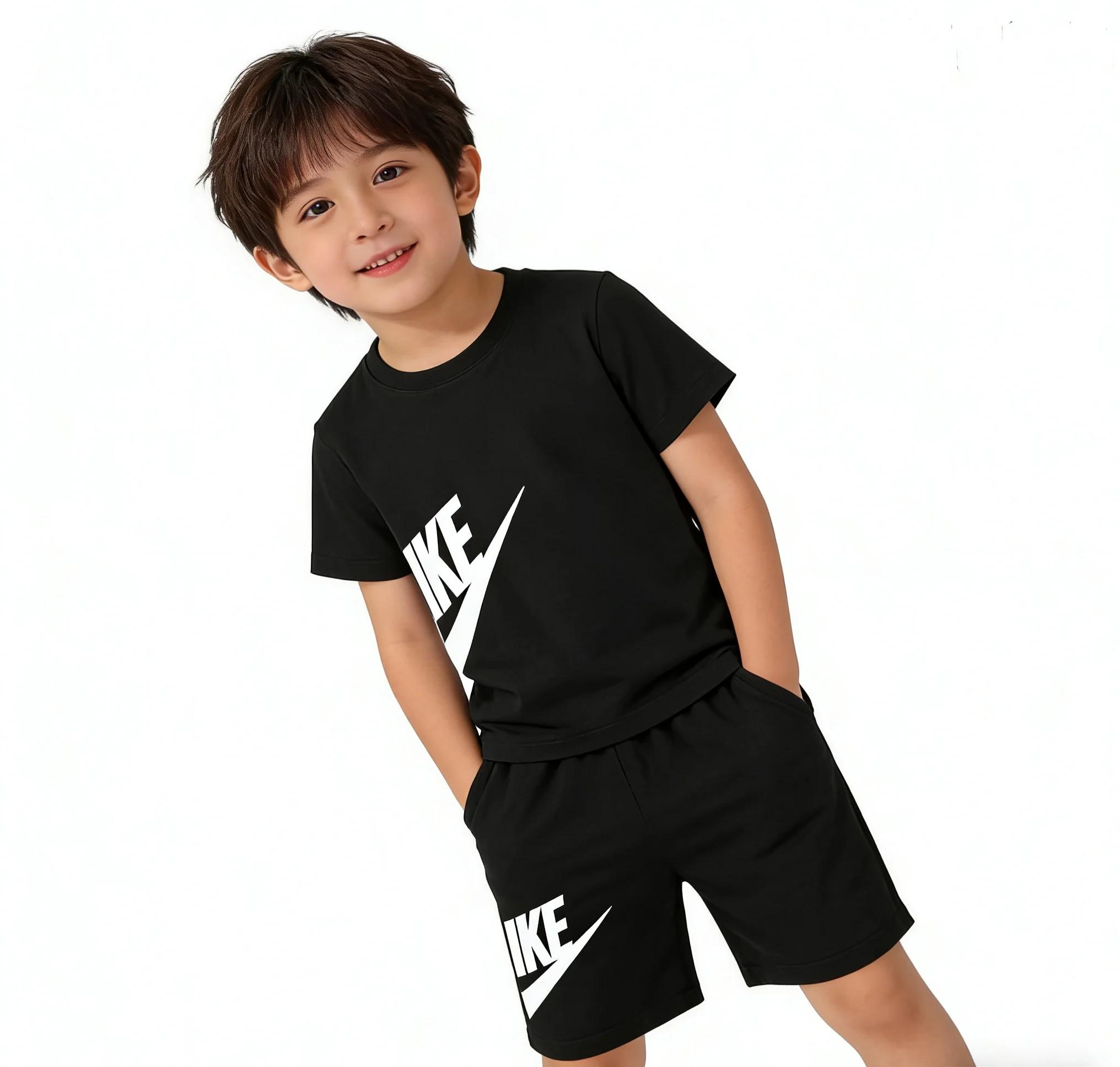 Ensemble T-shirt et short blancs pour enfants été 2026 - Nouveau design pour garçons et filles de 3
