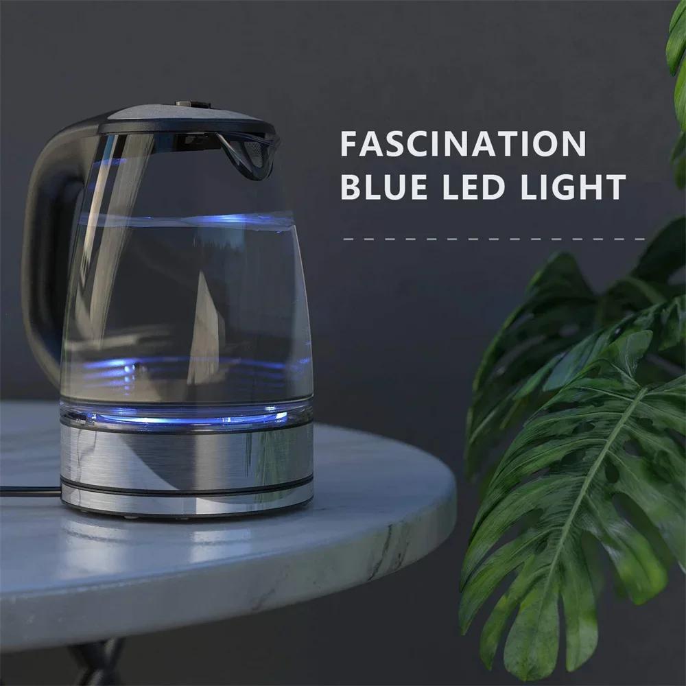 DEVISIB Bouilloire électrique en verre, ébullition rapide 2200 W, contrôle de la température, mainti