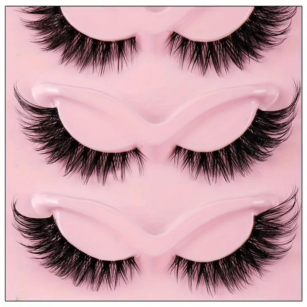 5 paires de faux cils œil de chat-cils Manga longs naturels hypoallergéniques avec extrémités ailées