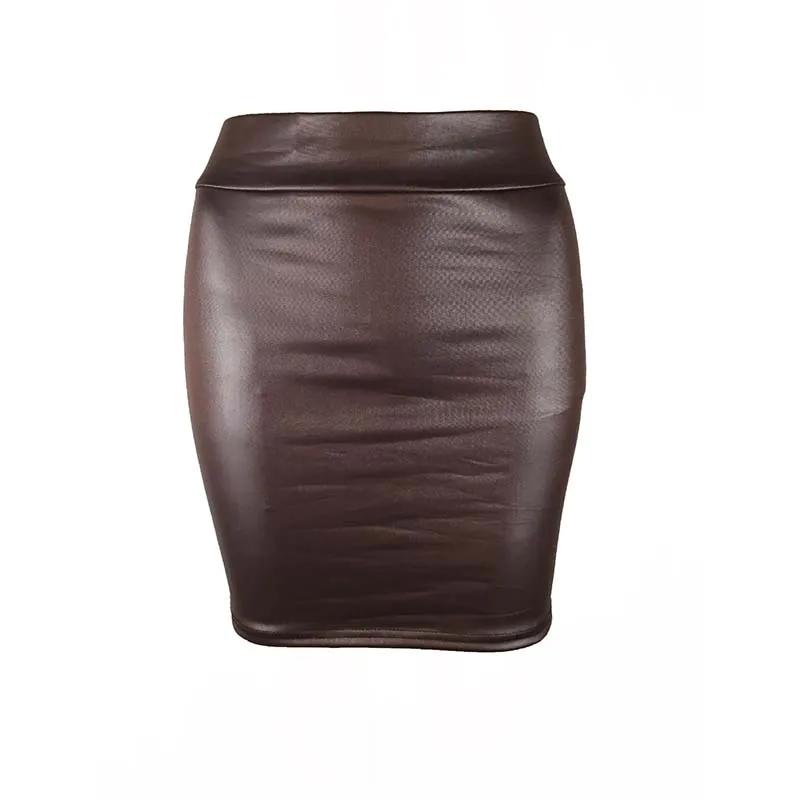 Mini jupe crayon en simili cuir noir, Slim, taille haute, Sexy, mode coréenne, jupes courtes pour fe