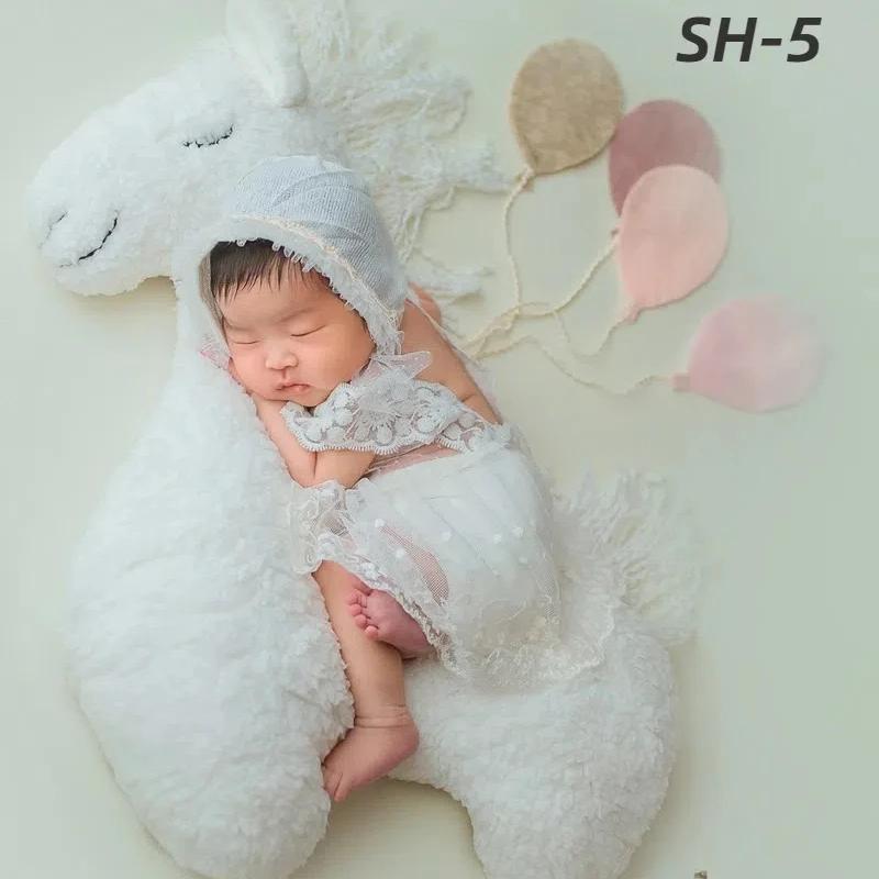 Accessoires de photographie pour nouveau-nés, licorne, cheval de pose, coussin, couverture, arrière-