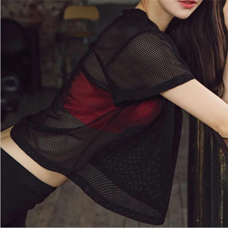 2025 Sexy maille Yoga chemise séchage rapide Sport Fitness femme course chemise vêtements de Sport d