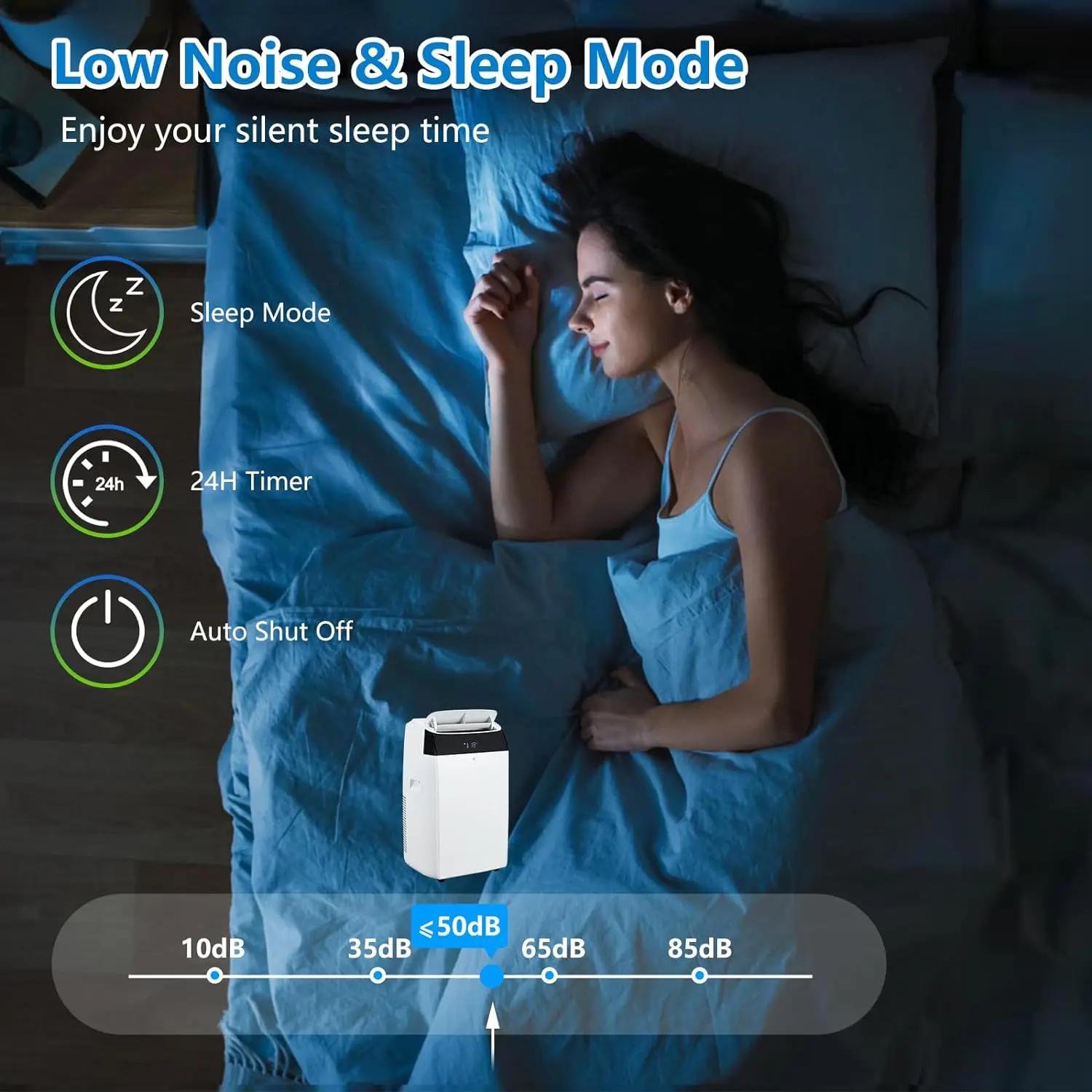 Climatiseur portable 3 en 1 avec télécommande, moteurs cool et touristes, balançoire automatique, 14