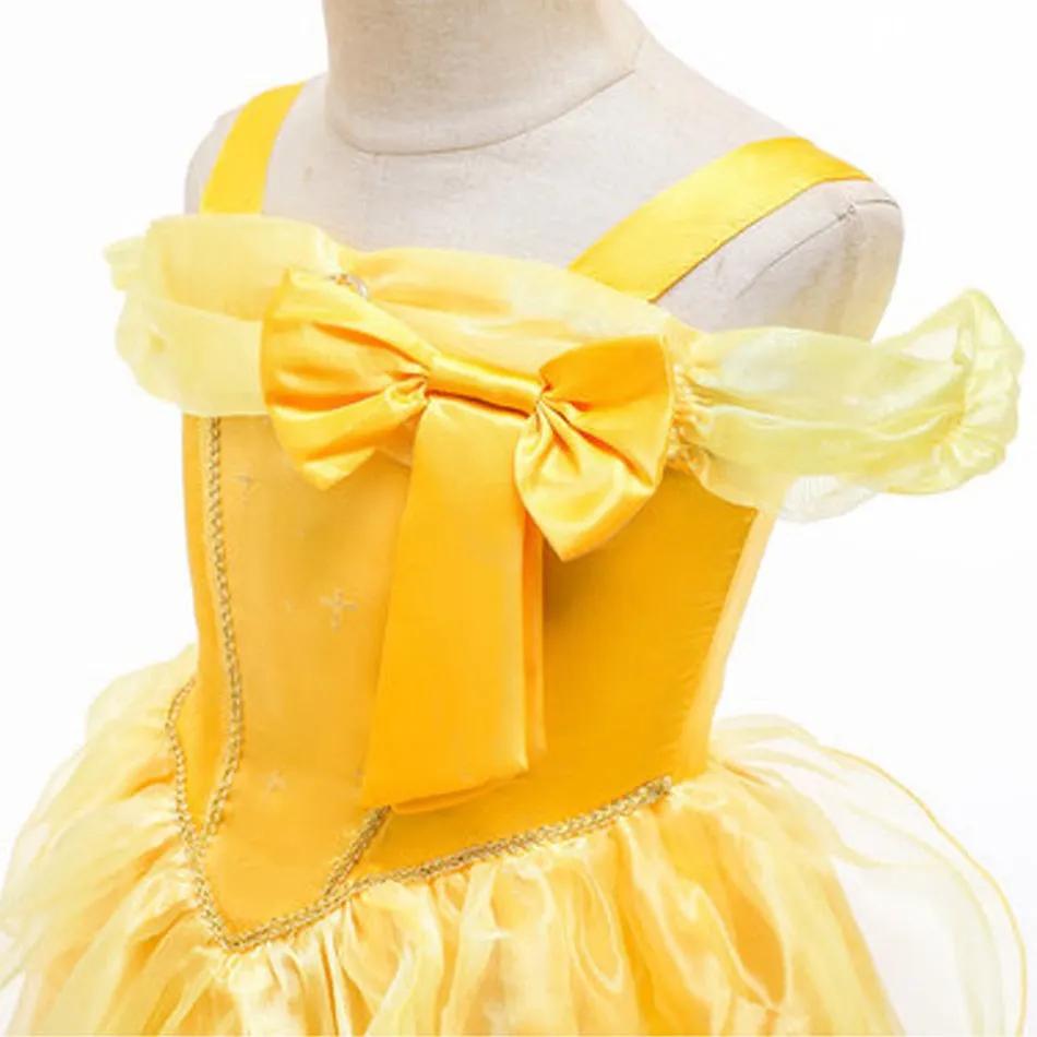 Fille Belle habiller sans manches florale enfants fête princesse Costume enfants la Belle et la bête