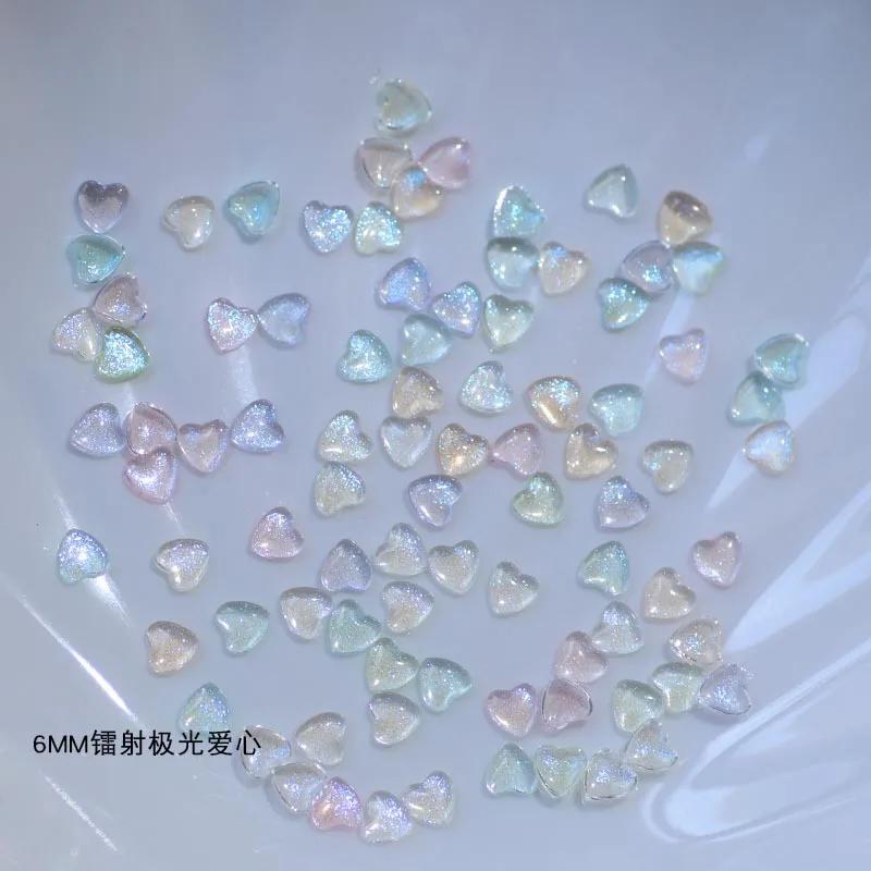 30 pièces/boîte Kawaii paillettes poudre coeur Nail Art décorations 3D résine strass breloques dessi