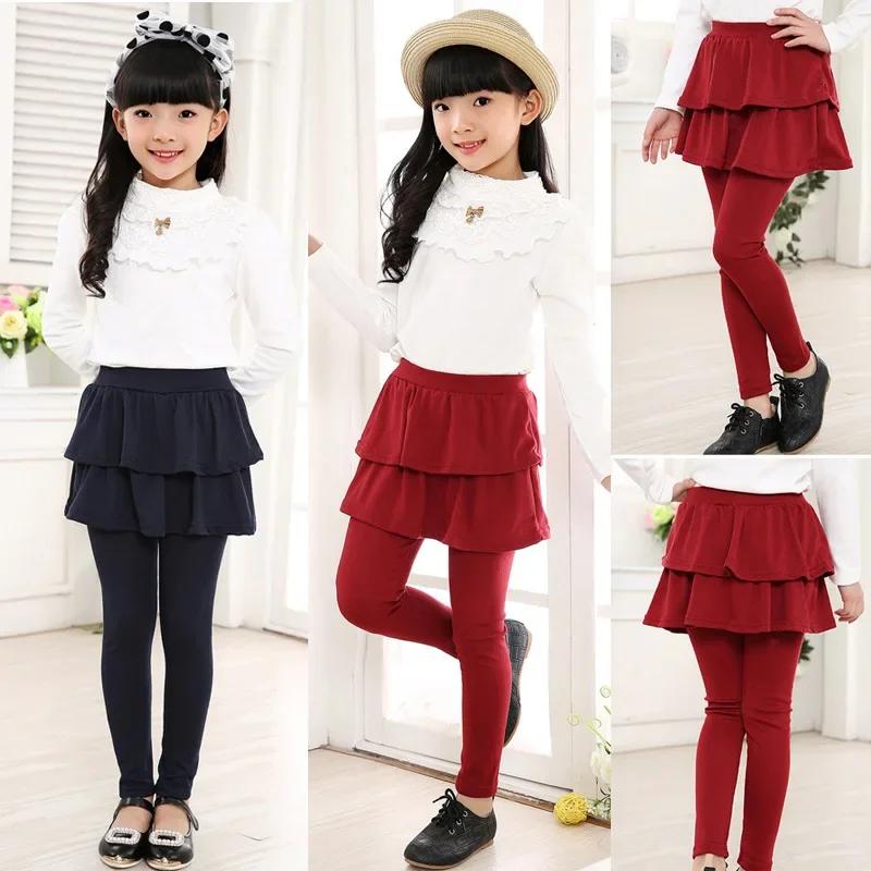 Printemps automne coton chaud fille Leggings jupe-pantalon gâteau jupe enfants leggings enfants fill