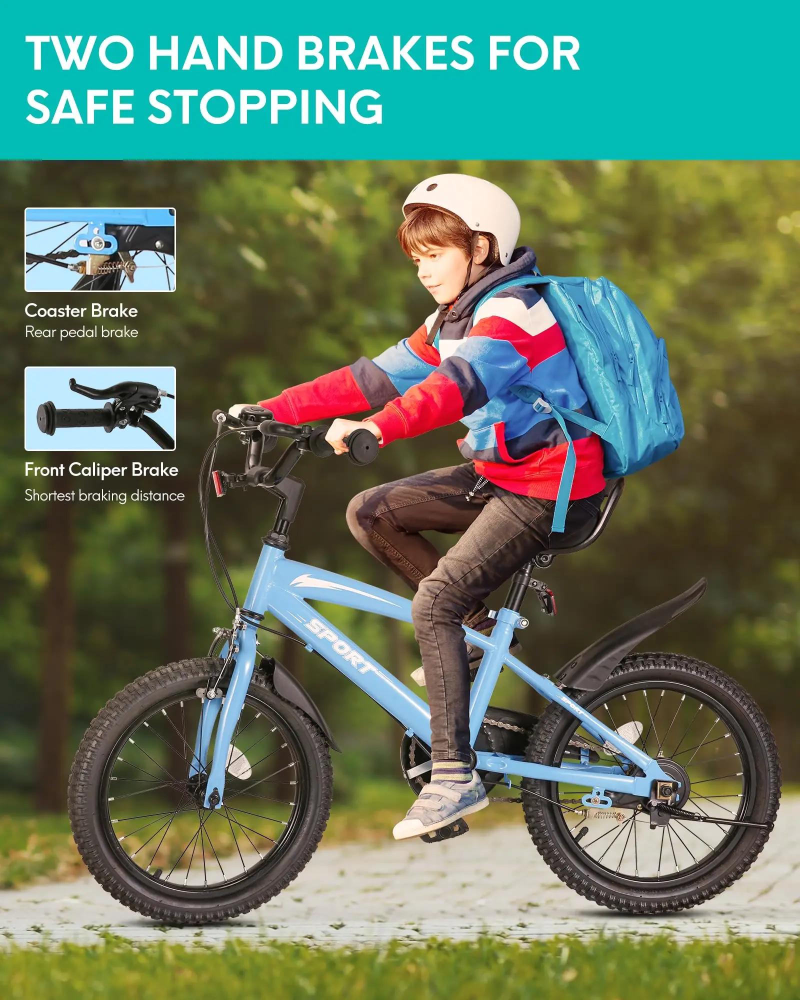 Vélo pour enfants avec roues d'entraînement et support de déclinaison, vélo pour enfants, freins à m