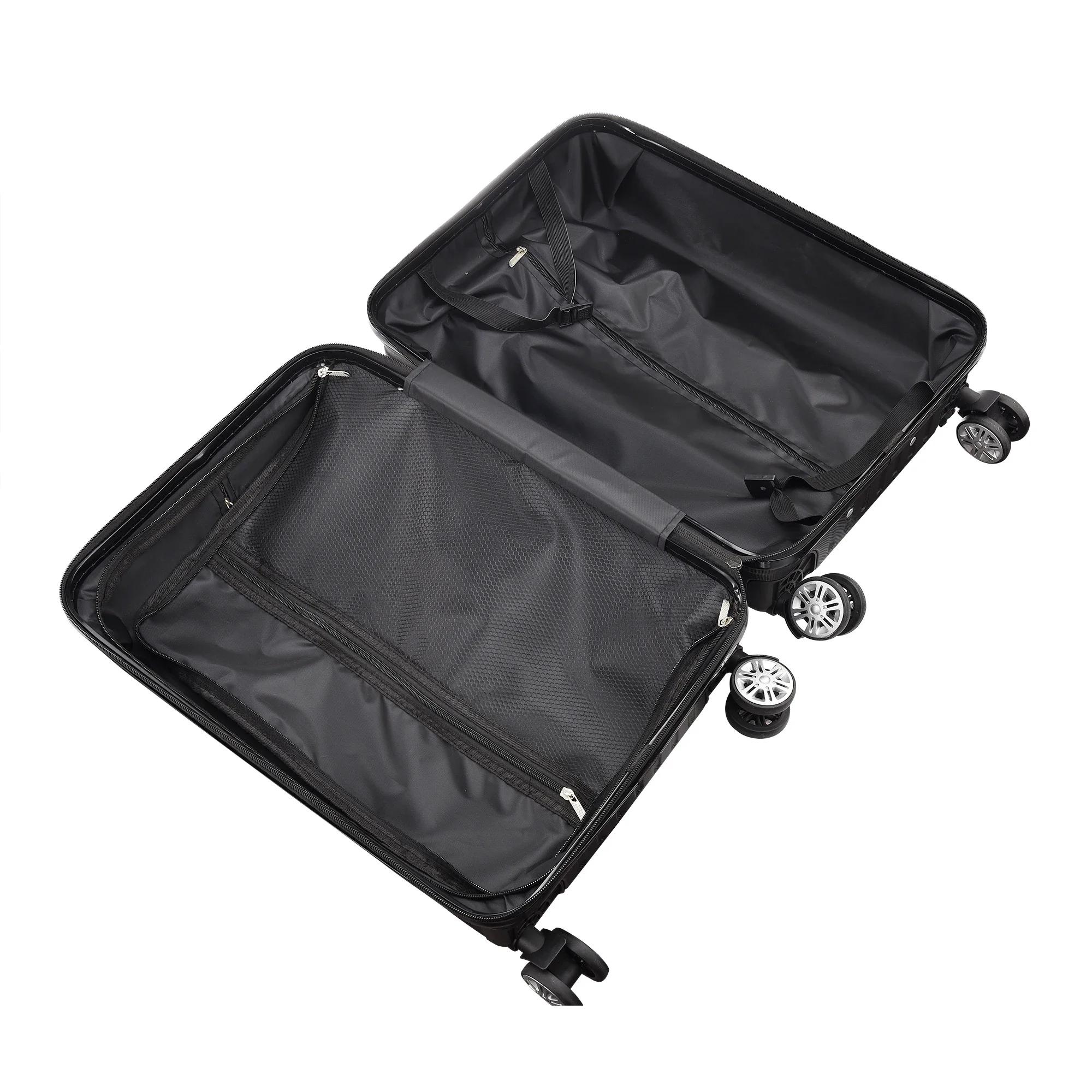 Ensembles de bagages Rosahqnda 3 pièces avec serrure TSA, valise noire en ABS, valise trolley rigide