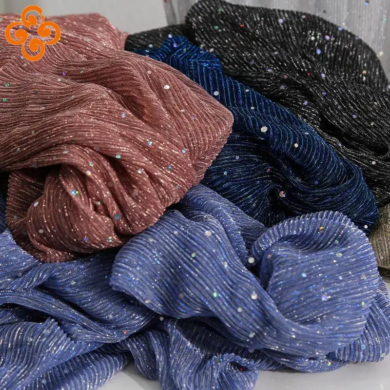 Tissu à paillettes argentées Turban Sari bricolage crêpe paillettes maille dentelle robe de soirée c
