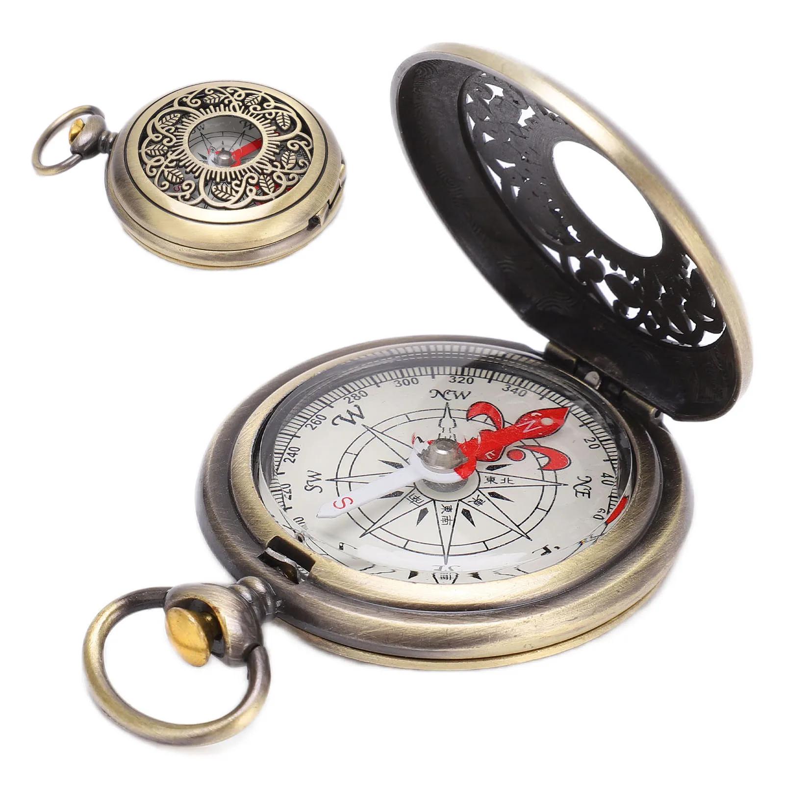 Boussole de poche Portable en laiton, couleur or, cuivre, pour Camping en plein air, randonnée, Navi