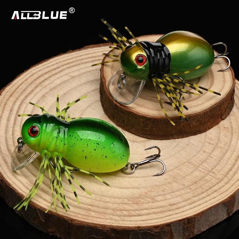 ALLBLUE FATSO SPIDER Topwater peu profond manivelle 41MM 6.2G roulant insecte leurre de pêche Wobble